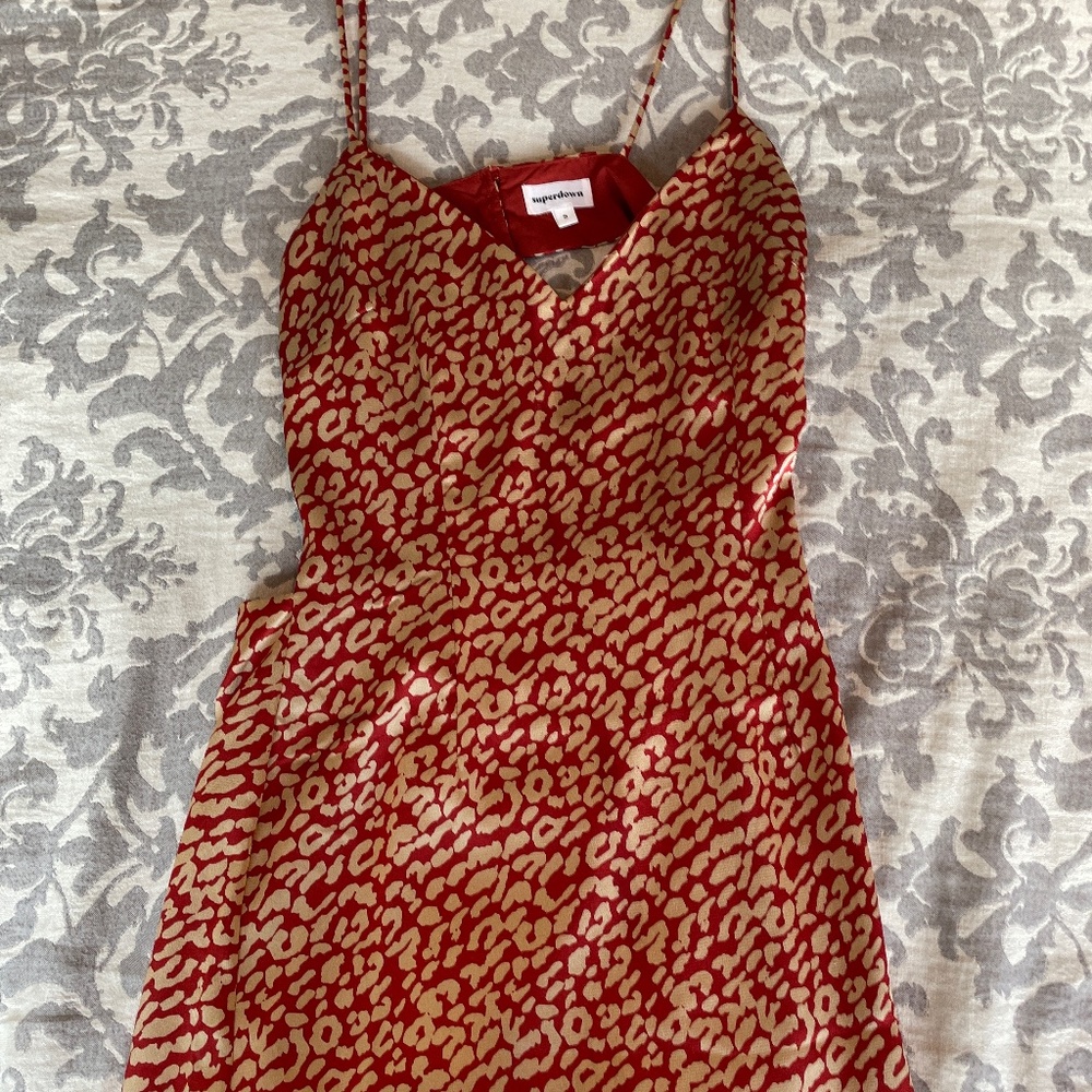 Superdown Red and Gold Cheetah Dress